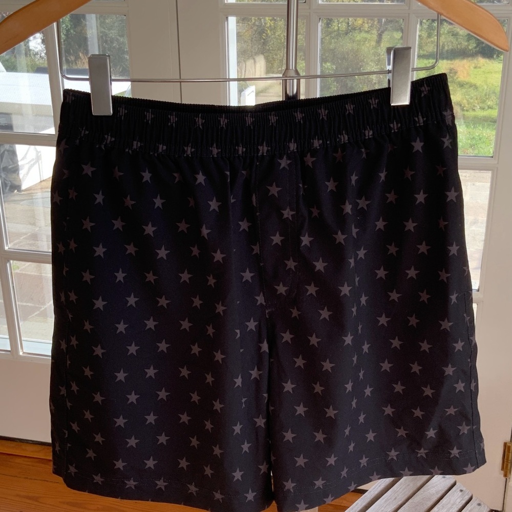 Chubbies Men’s Training Shorts—The Danger Zones in black with Stars and Stripes